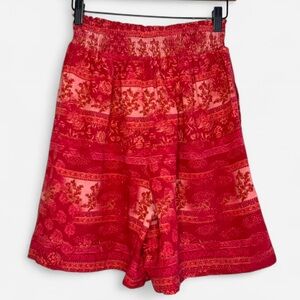 Free People Boho Shorts Red Flowy Relaxed Pull On Size XS LIKE NEW!